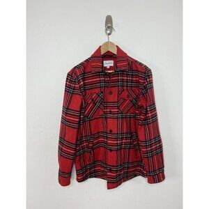 Frank And Oak Men S Wool Blend Red Buffalo Plaid Shacket Button Jacket Heavy